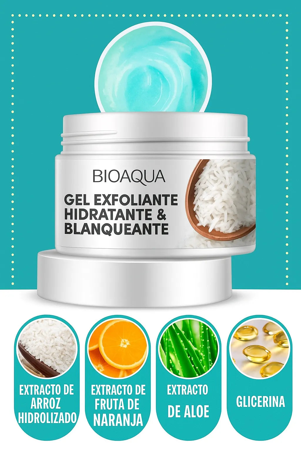 GEL EXFOLIANTE DE ARROZ BLANQUEADOR