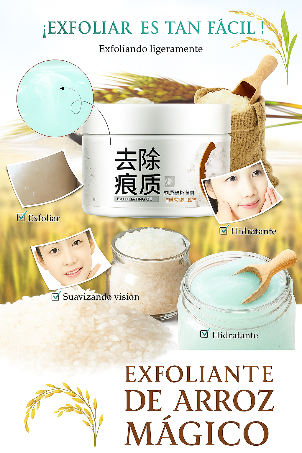 GEL EXFOLIANTE DE ARROZ BLANQUEADOR